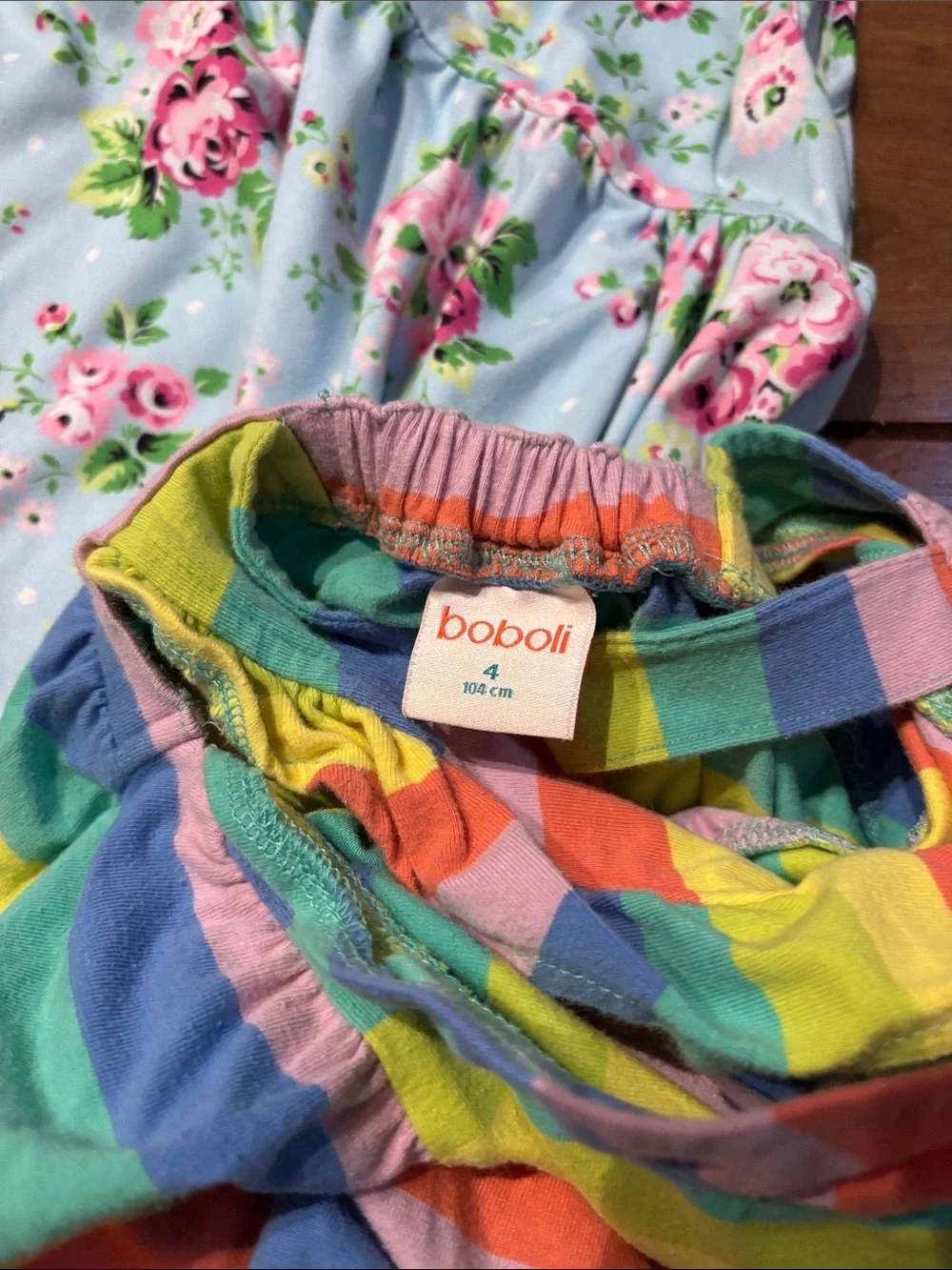 Bundle of Girls Summer Dresses Floral and Rainbow Size 4
